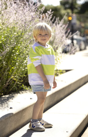 Neon Striped Cotton Sweatshirt